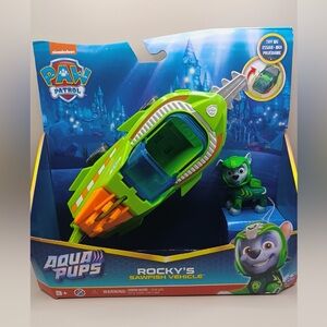 Paw Patrol Aqua Pups Rocky's Green and Orange Sawfish Vehicle